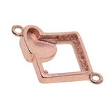 Max 1Pcs Square Heart Connectors Jewelry Making Findings Charm Rose Gold + Red