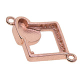 Max 1Pcs Square Heart Connectors Jewelry Making Findings Charm Rose Gold + White