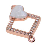 Max 1Pcs Square Heart Connectors Jewelry Making Findings Charm Rose Gold + White