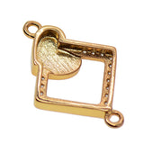 Max 1Pcs Square Heart Connectors Jewelry Making Findings Charm Gold + Red