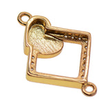 Max 1Pcs Square Heart Connectors Jewelry Making Findings Charm Gold + White