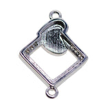 Max 1Pcs Square Heart Connectors Jewelry Making Findings Charm Platinum + White