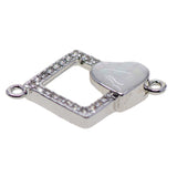 Max 1Pcs Square Heart Connectors Jewelry Making Findings Charm Platinum + White