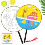 Maxbell Handheld Fabric Blank Fan for Painting Chinese Fan Round DIY Steamship