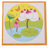 Maxbell Handheld Fabric Blank Fan for Painting Chinese Fan Round DIY Lotus Pond
