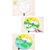 Maxbell Handheld Fabric Blank Fan for Painting Chinese Fan Round DIY Lotus Pond
