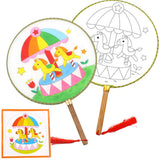 Maxbell Handheld Fabric Blank Fan for Painting Chinese Fan Round DIY Merry-go-round