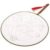 Maxbell Handheld Fabric Blank Fan for Painting Chinese Fan Round DIY Merry-go-round