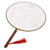 Maxbell Handheld Fabric Blank Fan for Painting Chinese Fan Round DIY Merry-go-round