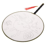 Maxbell Handheld Fabric Blank Fan for Painting Chinese Fan Round DIY Rabbit