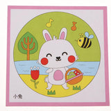 Maxbell Handheld Fabric Blank Fan for Painting Chinese Fan Round DIY Rabbit
