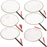 Maxbell Handheld Fabric Blank Fan for Painting Chinese Fan Round DIY Rabbit