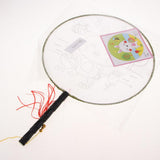 Maxbell Handheld Fabric Blank Fan for Painting Chinese Fan Round DIY Rabbit