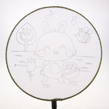 Maxbell Handheld Fabric Blank Fan for Painting Chinese Fan Round DIY Rabbit