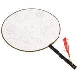 Maxbell Handheld Fabric Blank Fan for Painting Chinese Fan Round DIY Rabbit