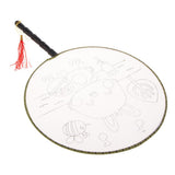 Maxbell Handheld Fabric Blank Fan for Painting Chinese Fan Round DIY Rabbit