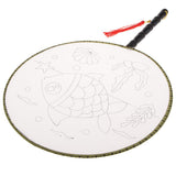 Maxbell Handheld Fabric Blank Fan for Painting Chinese Fan Round DIY Fish