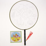 Maxbell Handheld Fabric Blank Fan for Painting Chinese Fan Round DIY Fish