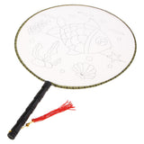 Maxbell Handheld Fabric Blank Fan for Painting Chinese Fan Round DIY Fish