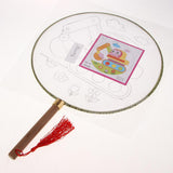 Maxbell Handheld Fabric Blank Fan for Painting Chinese Fan Round DIY Excavator