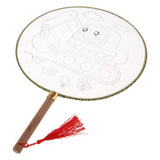 Maxbell Handheld Fabric Blank Fan for Painting Chinese Fan Round DIY Excavator