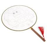 Maxbell Handheld Fabric Blank Fan for Painting Chinese Fan Round DIY Excavator