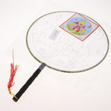 Maxbell Handheld Fabric Blank Fan for Painting Chinese Fan Round DIY Castle