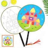 Maxbell Handheld Fabric Blank Fan for Painting Chinese Fan Round DIY Castle