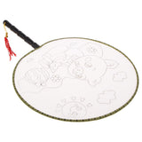 Max Handheld Fabric Blank Fan for Painting Chinese Fan Round DIY Pig