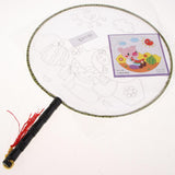 Max Handheld Fabric Blank Fan for Painting Chinese Fan Round DIY Pig