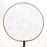 Max Handheld Fabric Blank Fan for Painting Chinese Fan Round DIY Pig