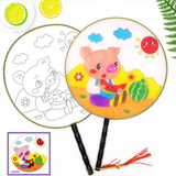 Max Handheld Fabric Blank Fan for Painting Chinese Fan Round DIY Pig