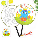 Max Handheld Fabric Blank Fan for Painting Chinese Fan Round DIY Elephant