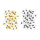 Max 50Pcs Rubber Metal Ends Connectors Retainers Holder for Eyeglass Chain Gold