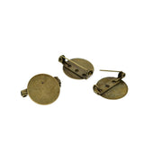 Max 50Pcs DIY Brooch Lapel Safety Pins Round Blank Pad Base Cabochon Back Bronze