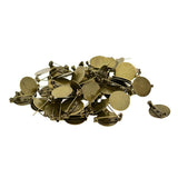Max 50Pcs DIY Brooch Lapel Safety Pins Round Blank Pad Base Cabochon Back Bronze