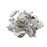 Max 50Pcs DIY Brooch Lapel Safety Pins Round Blank Pad Base Cabochon Back Silver