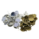 Max 100Pcs DIY Brooch Lapel Safety Pins Round Blank Pad Base Cabochon Back Mixed