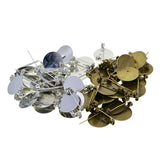 Max 100Pcs DIY Brooch Lapel Safety Pins Round Blank Pad Base Cabochon Back Mixed