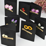 Max 5 Set Kraft Paper Card with Dried Flower DIY Greeting Card Purple Maataifaal
