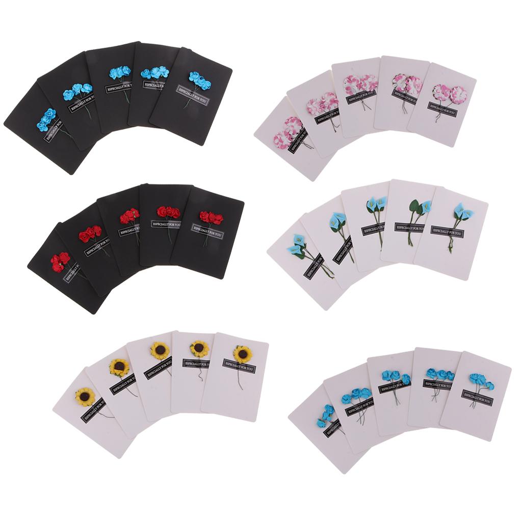 Max 5Pcs Handmade Cards with Dried Flowers DIY Envelopes for All Occasions A