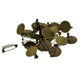 Maxbell 20 Pieces Round Brooch Base Blank Tray Safety Pins Bronze