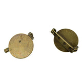 Maxbell 20 Pieces Round Brooch Base Blank Tray Safety Pins Bronze