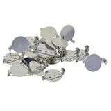 Maxbell 20 Pieces Round Brooch Base Blank Tray Safety Pins Silver
