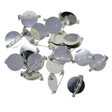 Maxbell 20 Pieces Round Brooch Base Blank Tray Safety Pins Silver