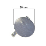 Maxbell 20 Pieces Round Brooch Base Blank Tray Safety Pins Silver