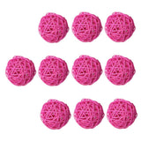 Maxbell 10pcs Wicker Rattan Ball Table Wedding Vase Fillers Hanging Ornament Pink
