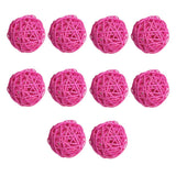 Maxbell 10pcs Wicker Rattan Ball Table Wedding Vase Fillers Hanging Ornament Pink
