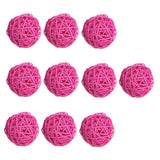 Maxbell 10pcs Wicker Rattan Ball Table Wedding Vase Fillers Hanging Ornament Pink