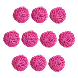 Maxbell 10pcs Wicker Rattan Ball Table Wedding Vase Fillers Hanging Ornament Pink